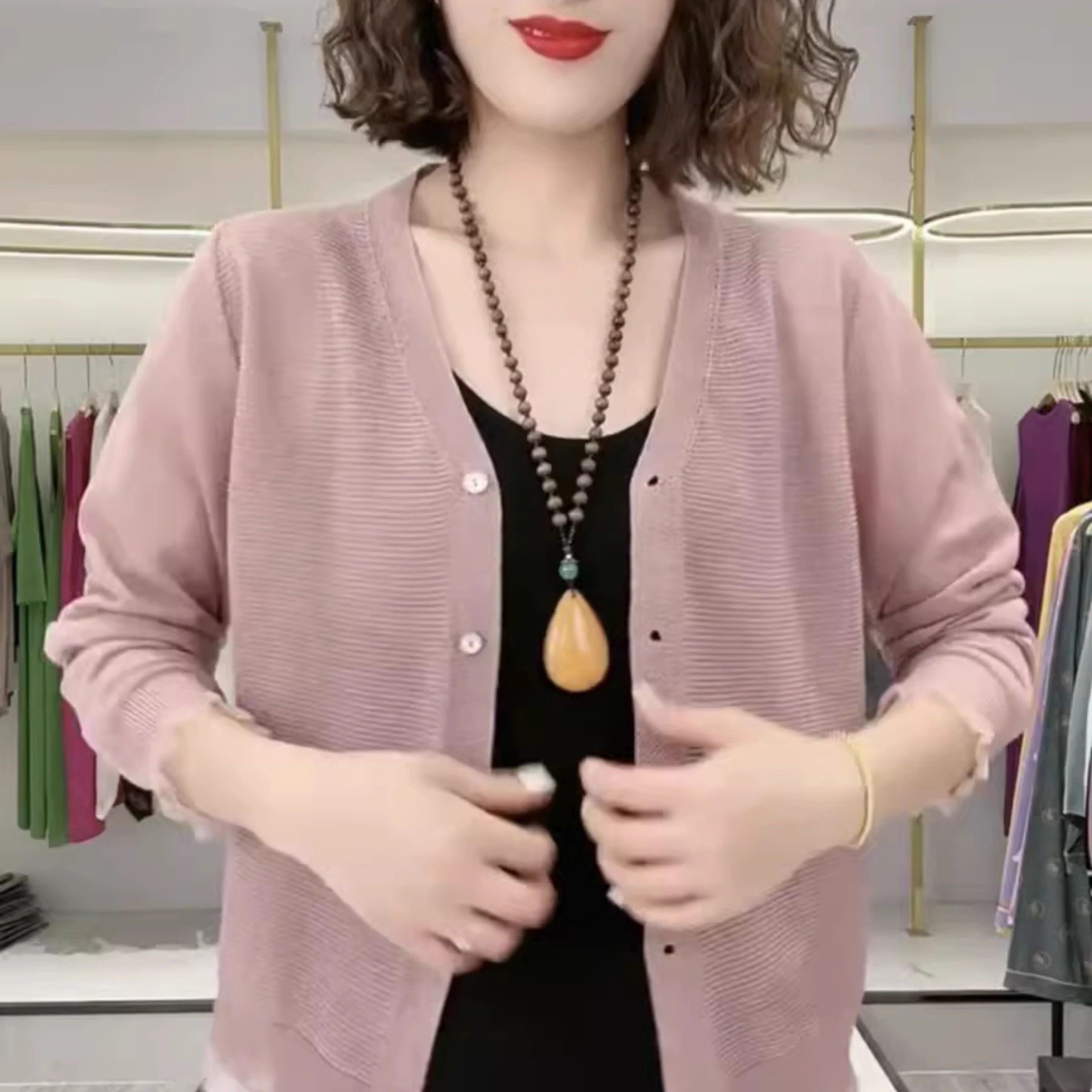 時尚純色針織衫